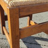 Set of 4 brutalist straw wood chairs