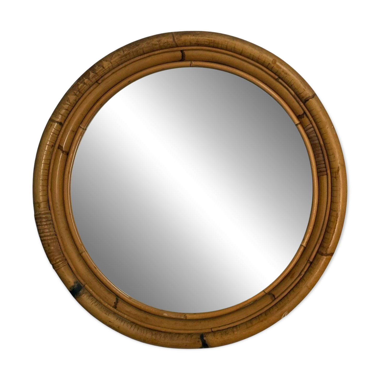 Round rattan mirror from the 60s Spain