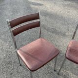 Pair of retro metal and leather chairs