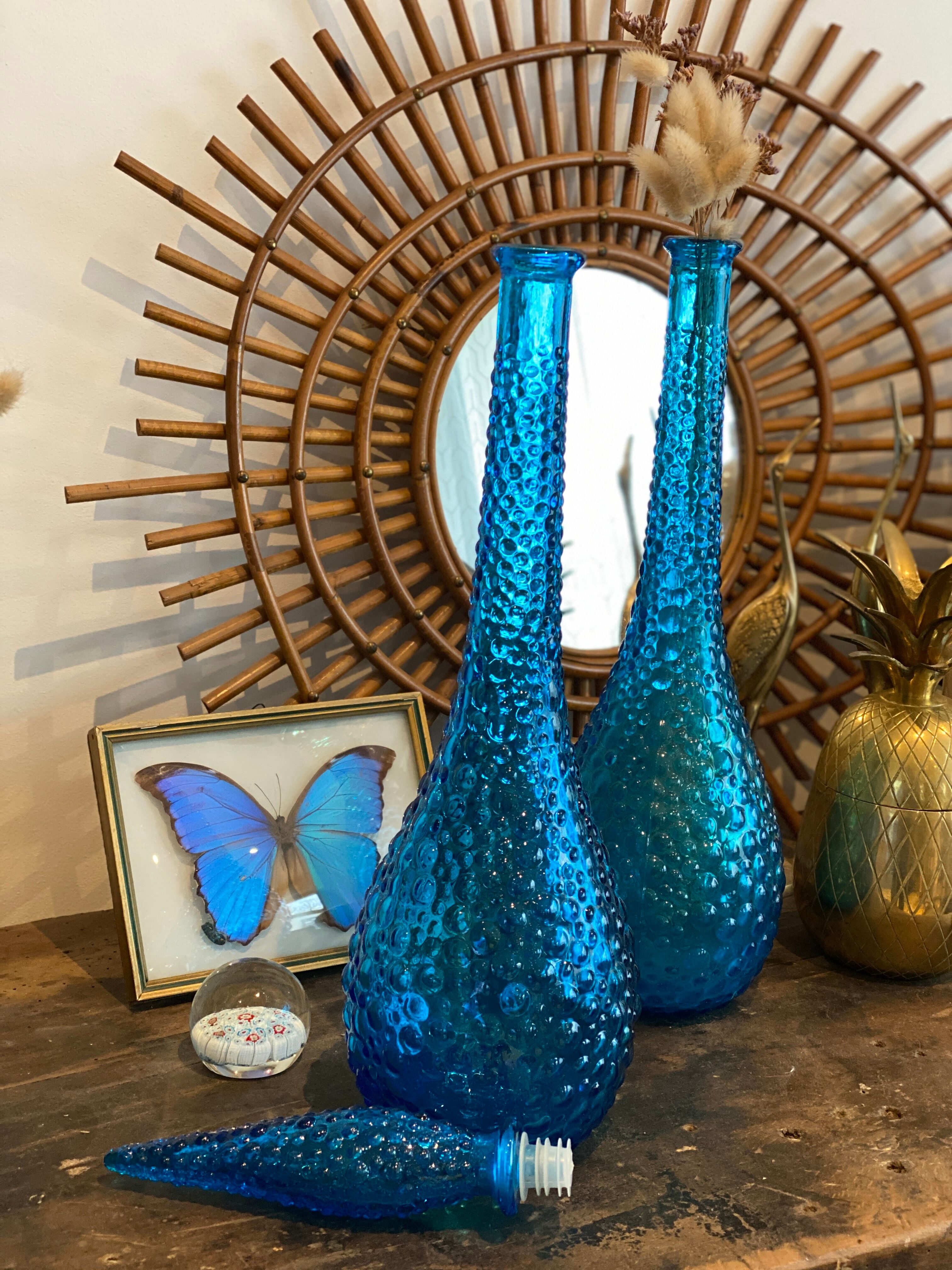 Turquoise blue Empoli decanter