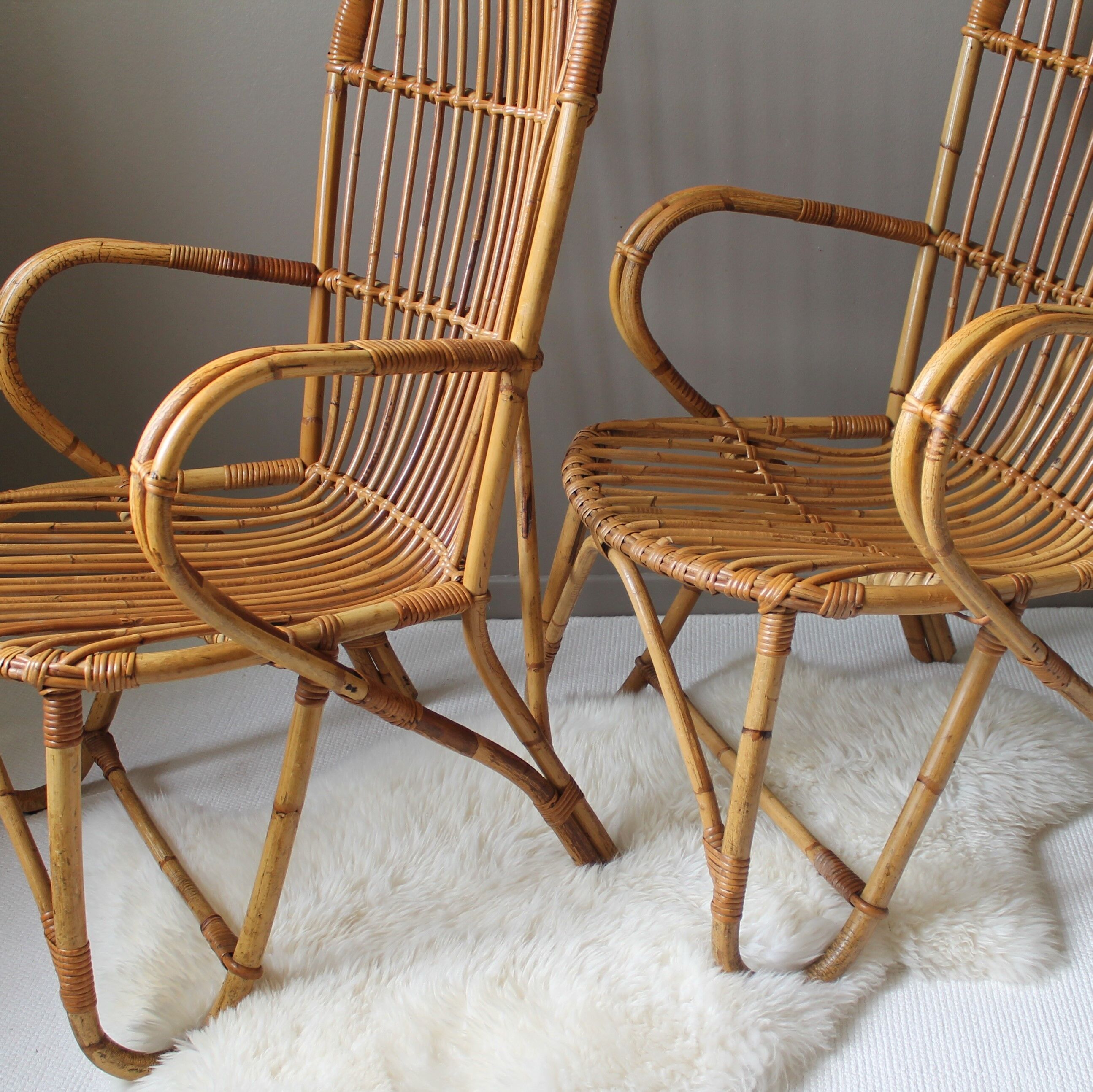 Vintage adult rattan armchair