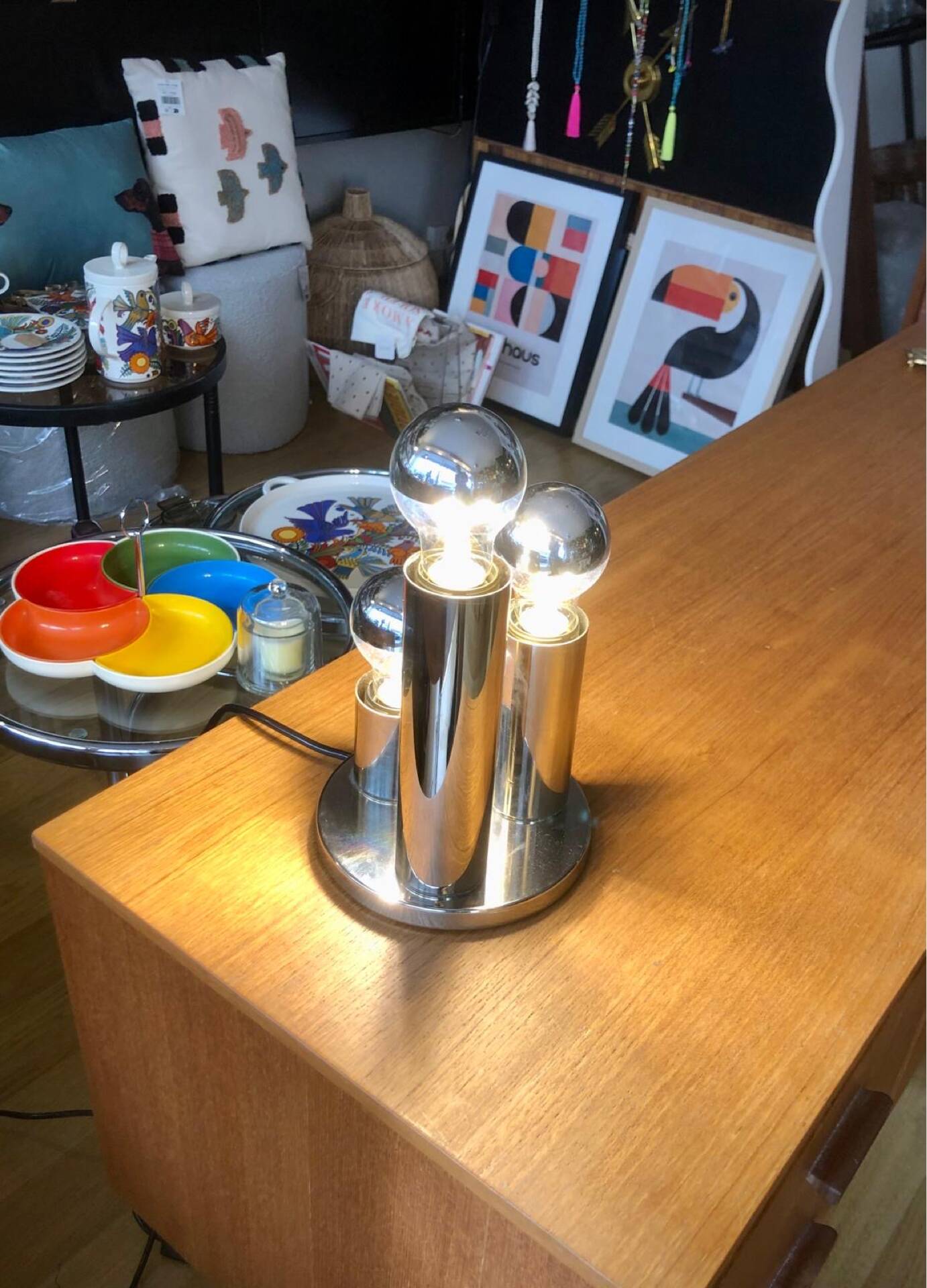 Space Age chrome table lamp – Attributed to Gaetano Sciolari for B