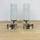 Pair of chrome metal wall lights and opaline tulips from the 70s
