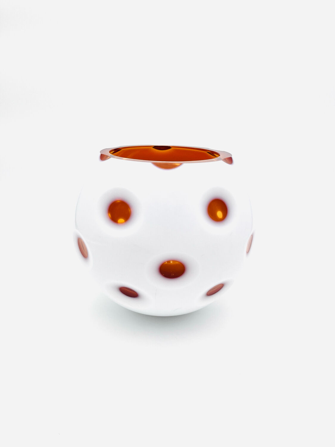 Monumental Vase IVV Italy – Art Glass Opaline & Amber – 4.2kg – 24cm