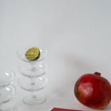 set of 5 engraved crystal champagne glasses 1950 9 x 6.5 cm