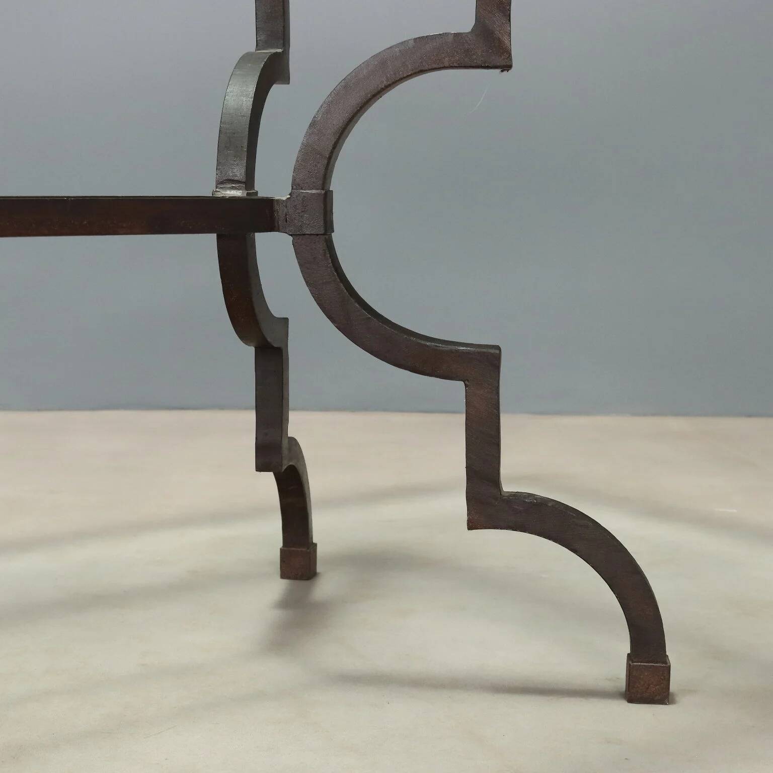 Table ancienne en verre et fer forgé, Italie, XXe siècle