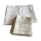 Old rectangular white-ecru tablecloth + its 12 matching towels