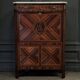 Louis XVI period secretary in monogram marquetry and white marble