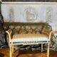 Set of Louis XVI Parcel Gilt Benches in Cream and Blue Lacquer
