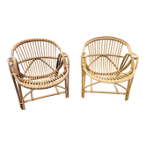 Paire de fauteuils en rotin