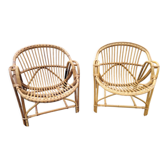 Paire de fauteuils en rotin