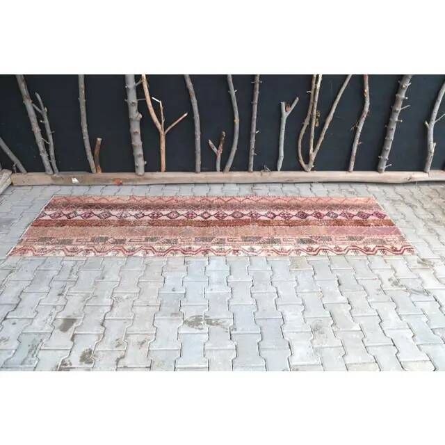 1970's Vintage Turkish Hand-Knotted Hallway Kitchen Runner Rug 84x296