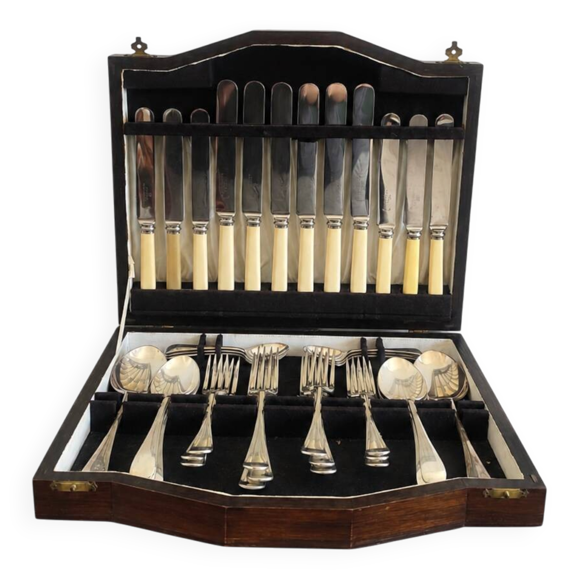 Corona Sheffield Stainless Steel Cutlery Set, 38 Pieces, Cream Bone-Effect