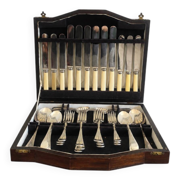 Corona Sheffield Stainless Steel Cutlery Set, 38 Pieces, Cream Bone-Effect