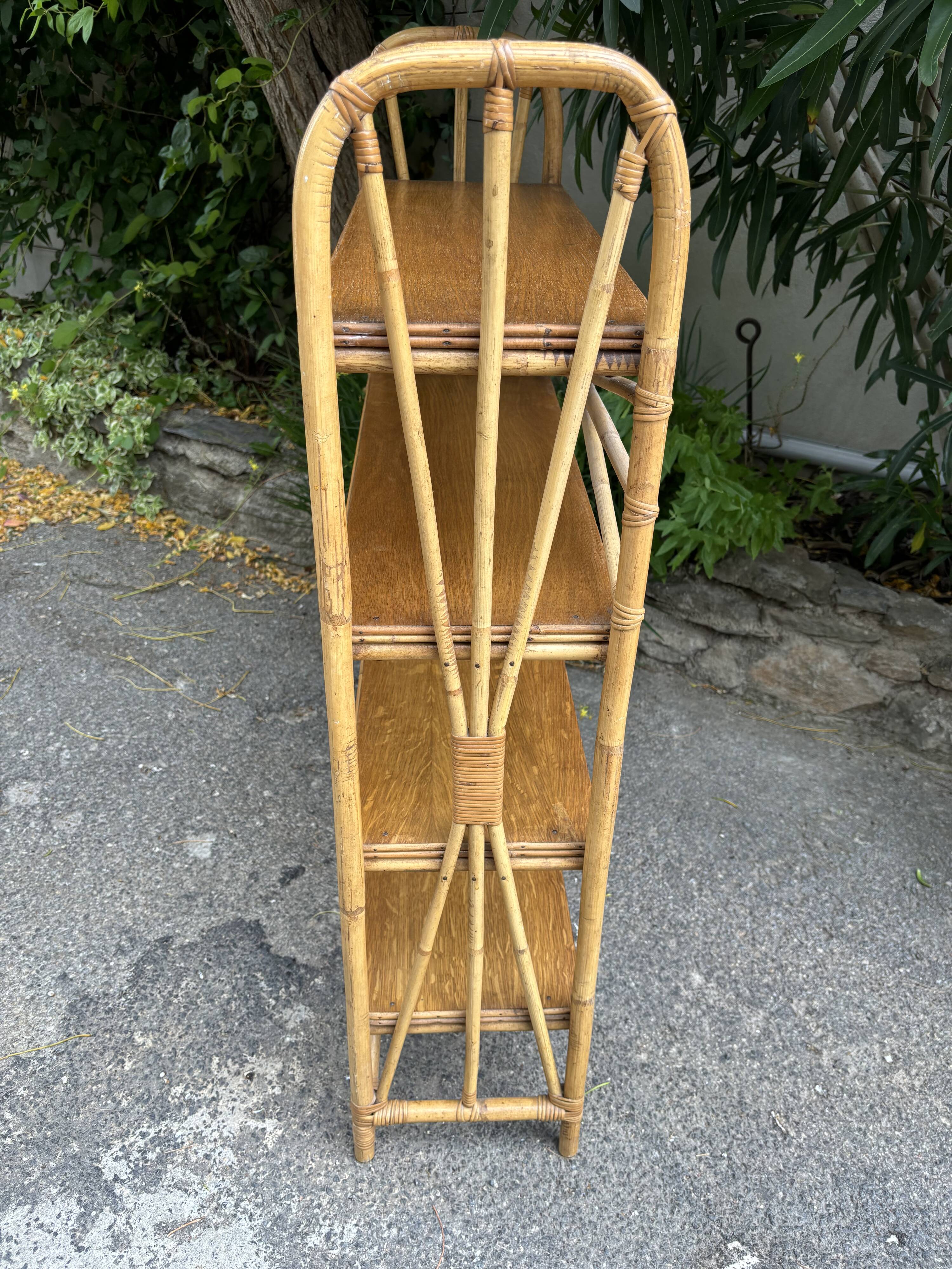 1950s rattan shelf