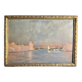 Allegre raymond, huile sur toile port de marseille signée datée xixème