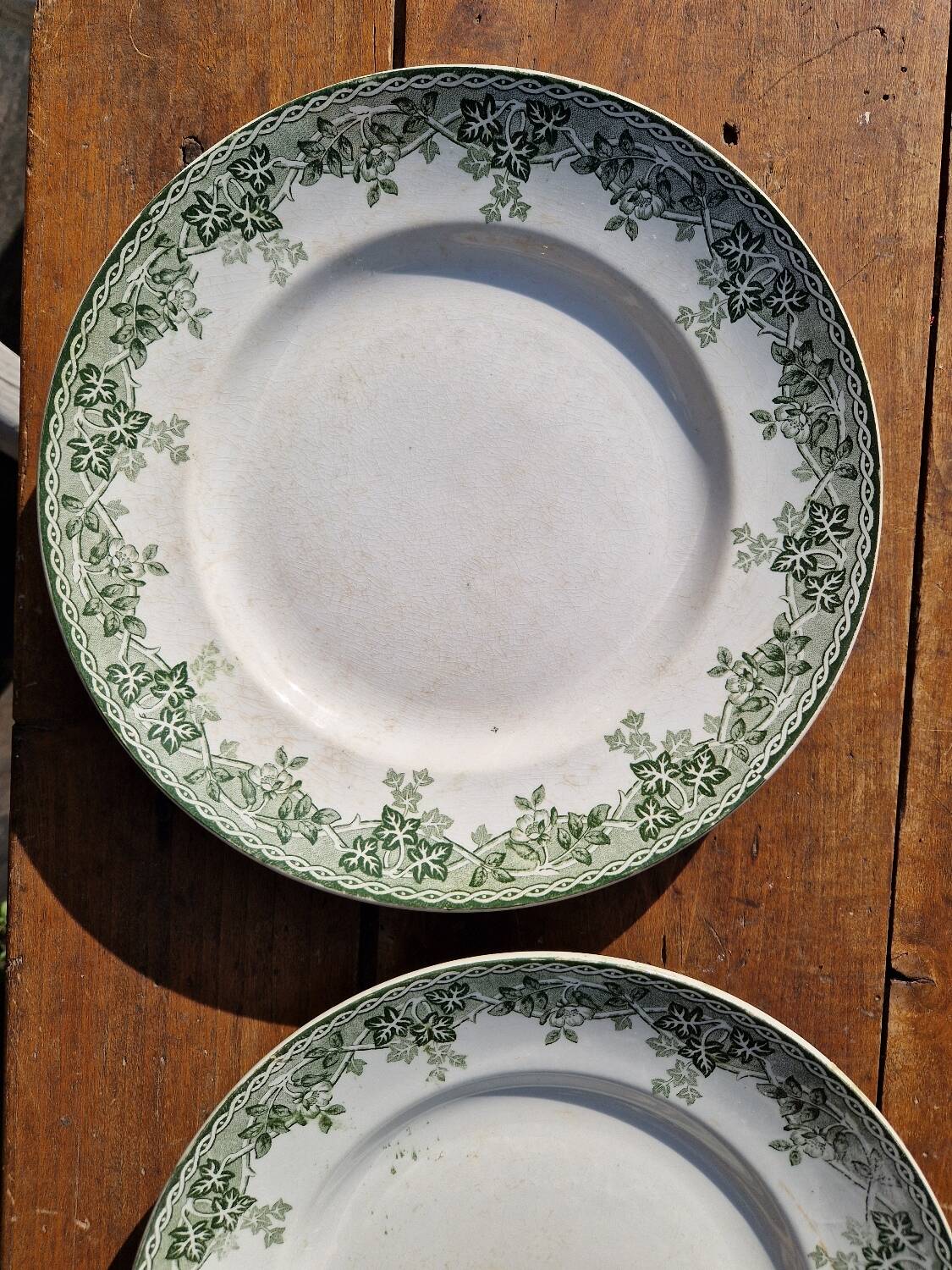 Set of 7 Flat Plates, Summer Model, Terre De Fer, Saint Amand