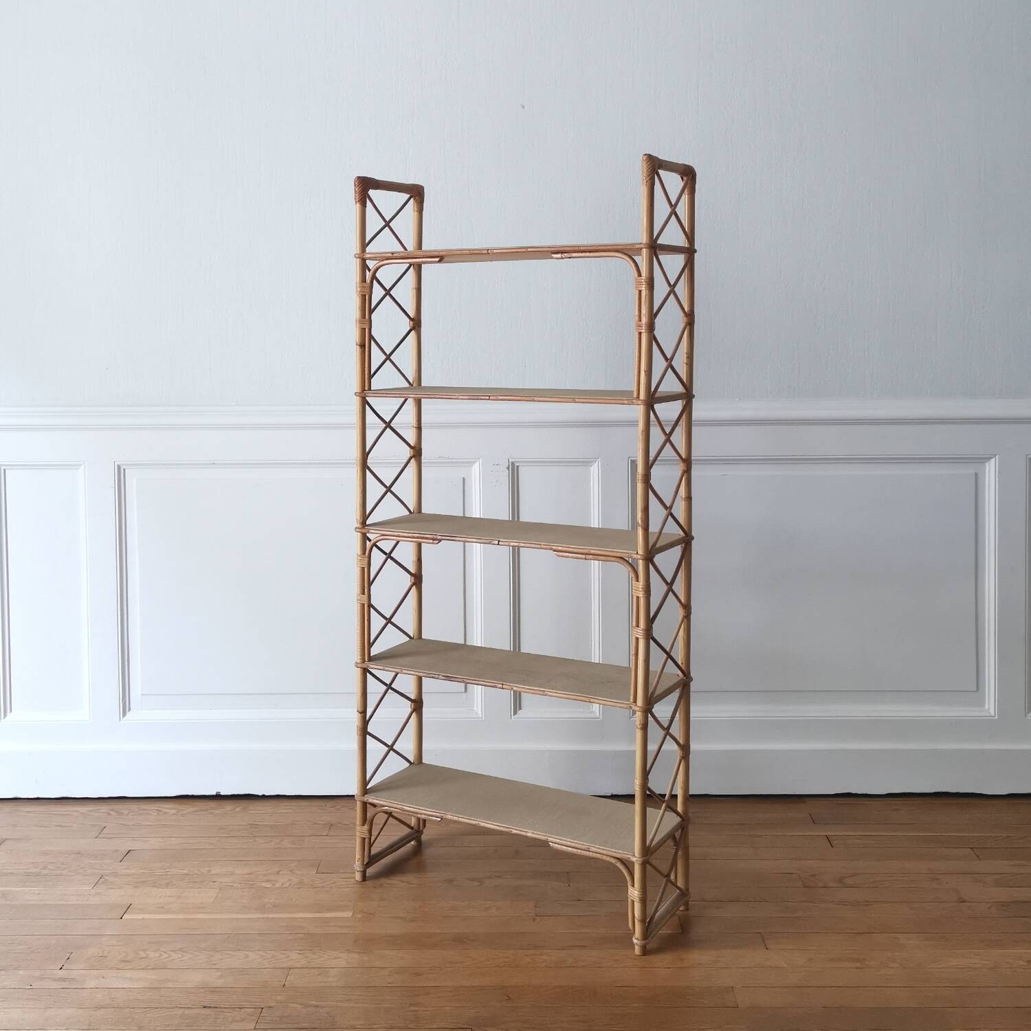 vintage rattan shelf