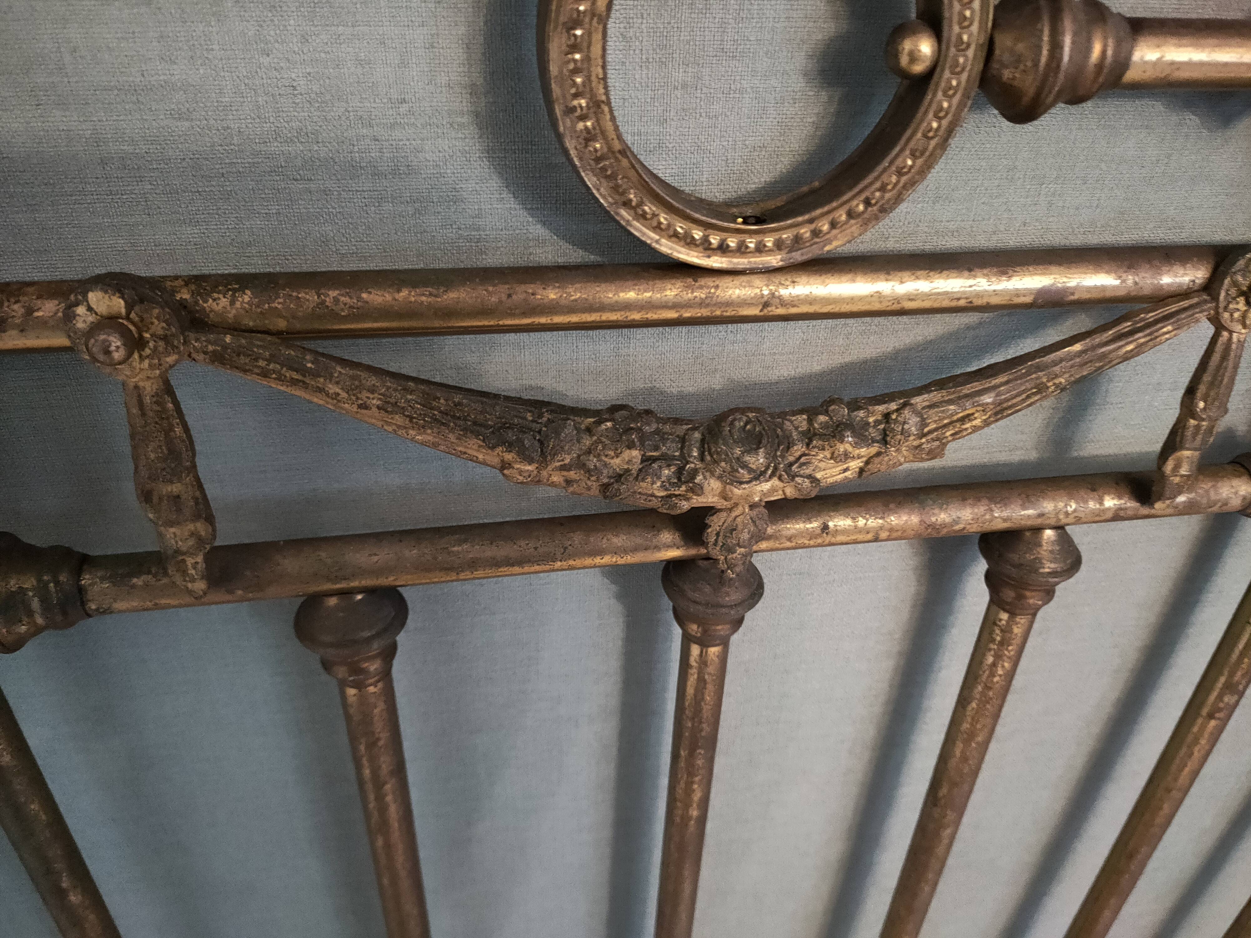 Oak and brass headboard from the 20s-30s