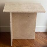 Minimalist travertine stone side table