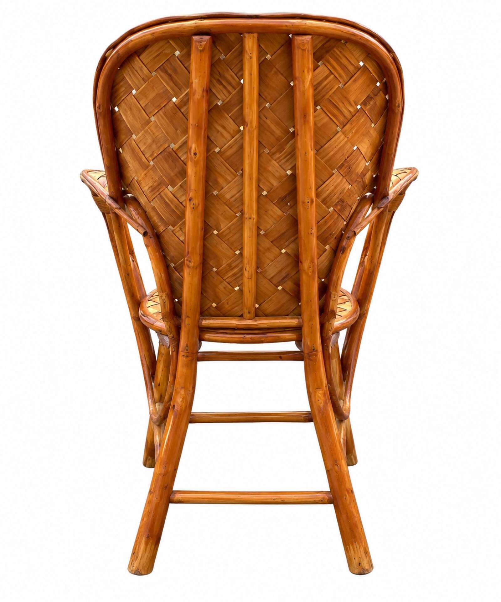 Ensemble de jardin vintage en rotin tressé –table ronde et 4 fauteuils