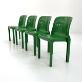 Set of 4 green Selene chairs by Vico Magistretti for Artemide, 1970
