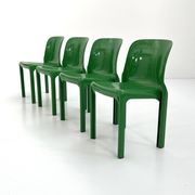 Set of 4 green Selene chairs by Vico Magistretti for Artemide, 1970