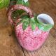 Ceramic jug in the shape of a strawberry.
