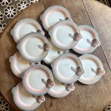 Set of 12 vintage pink and gray fish-shaped plates - Digoin