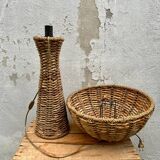 Vintage rattan tropical floor lamp