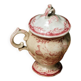 Sarreguemines earthenware mustard pot, Watteau model