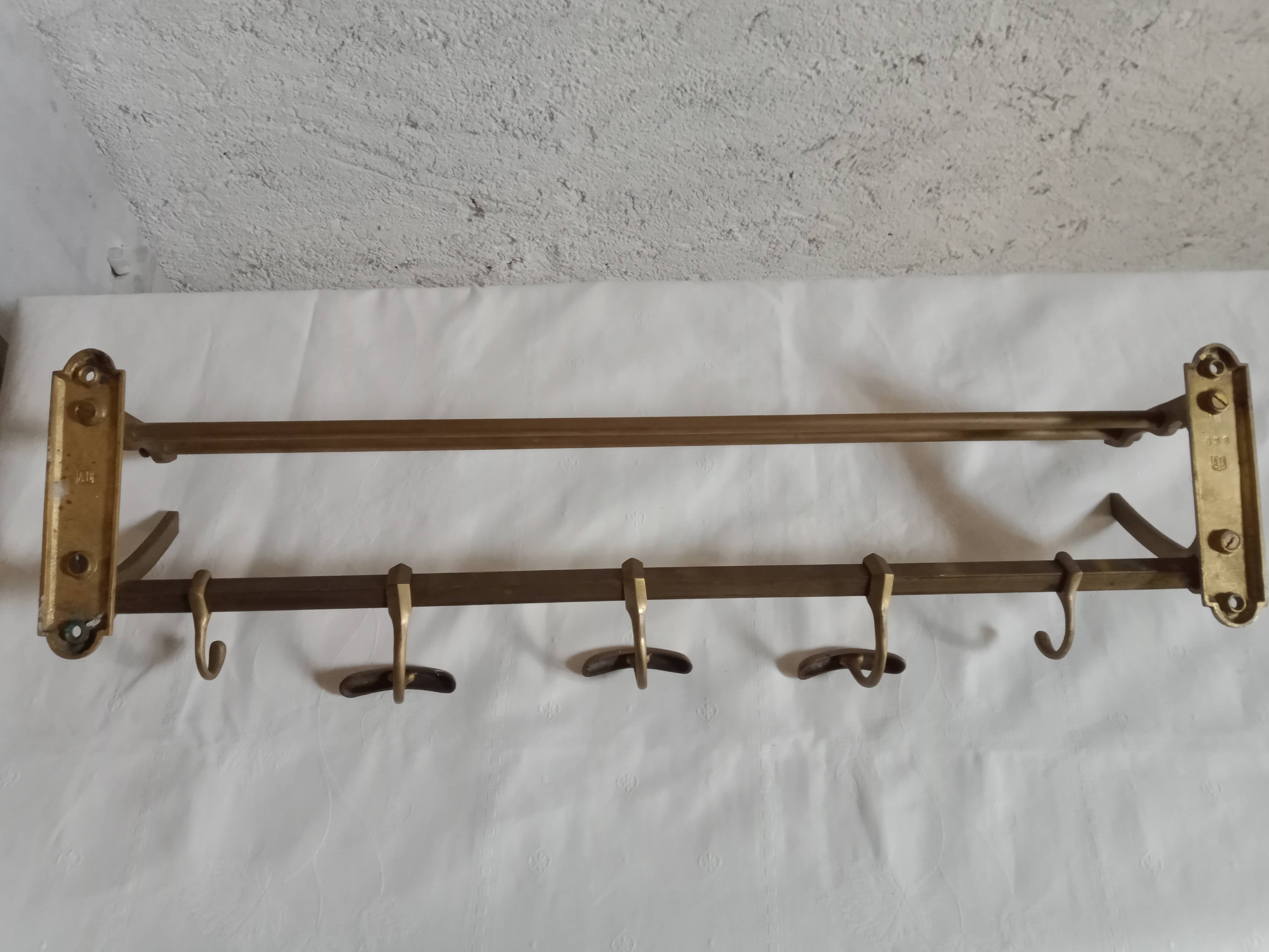 old brass wall coat rack