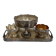 set of 3 silver metal chisel bowls with their tray