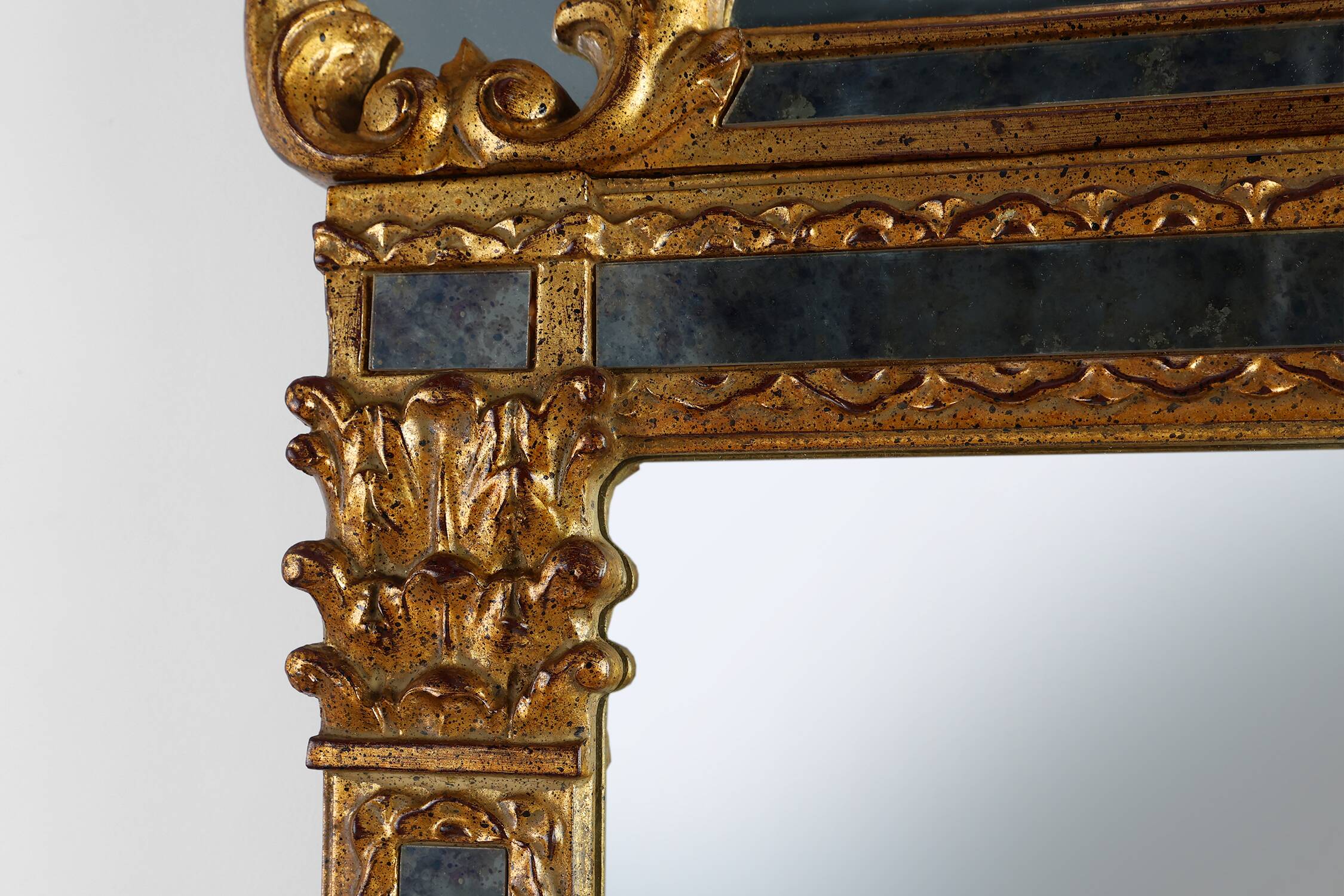 20th century Belgian Rococo-Venetian Mirror in Gilded Wood
