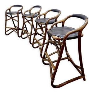 tabourets en bambou vintage