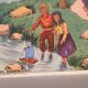 Affiche scolaire école vintage scène de vie recto « Les bohémiens" verso "Vacances au bord de la mer" pour Rossignol années 50