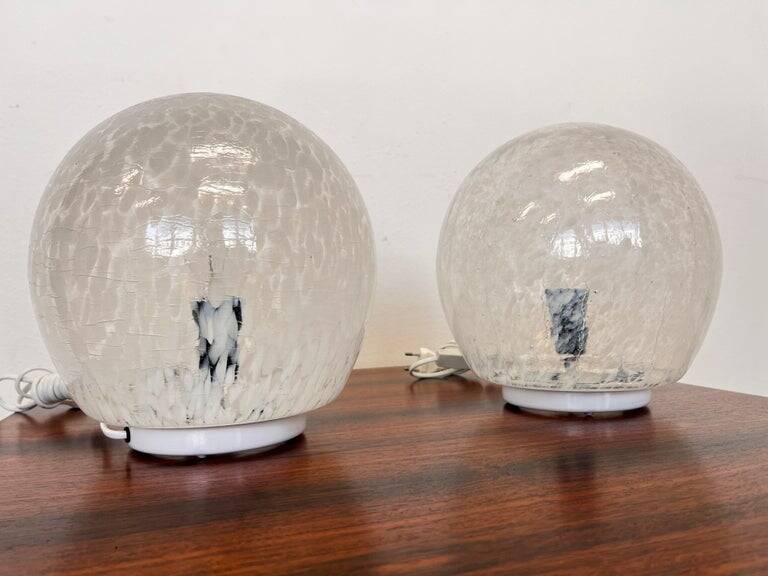 Pair of design mid century artglass Table Lamps, 1980s - Czechoslovakia