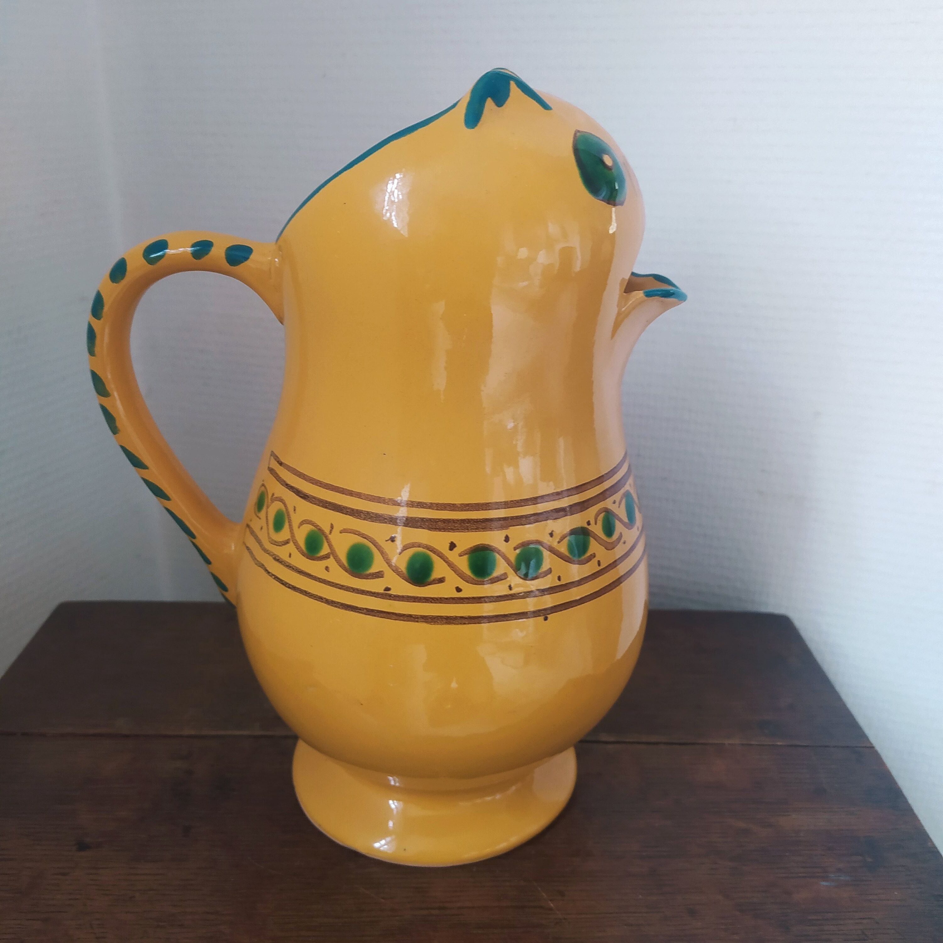 Provencal ceramic pitcher cat-shaped
