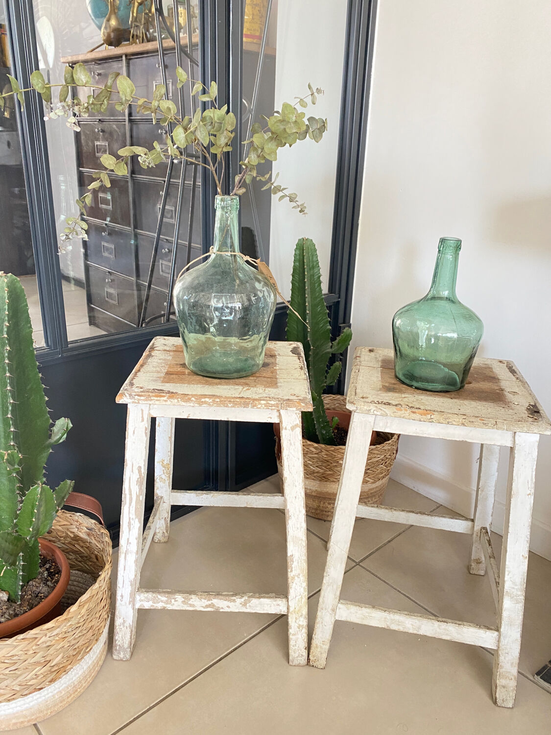 Old wooden painter's stools