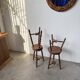 Set of 4 turned oak stools.