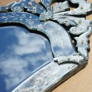Antique Venetian Heart-Shaped Wall Mirror in Printed Glass, Italy, 1910s