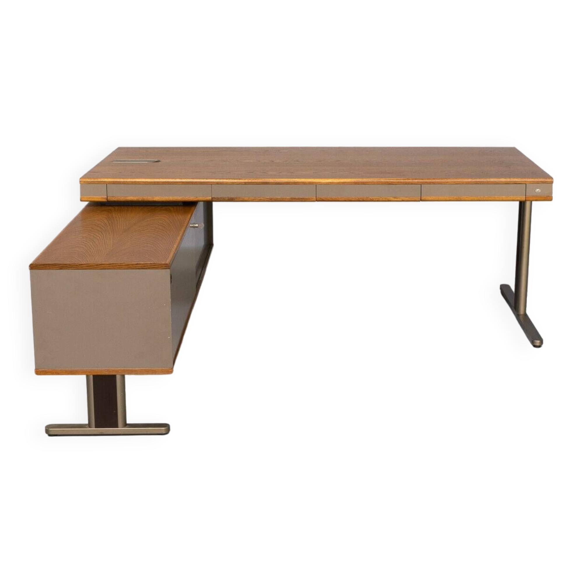 70s executive writing desk with side cabinet