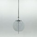 Mid-century milk glass & chrome pendant light