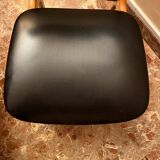 Set of 3 Stella chairs in beech and black imitation leather from the 50s/60s