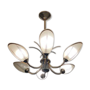 Lustre laiton et verre style art