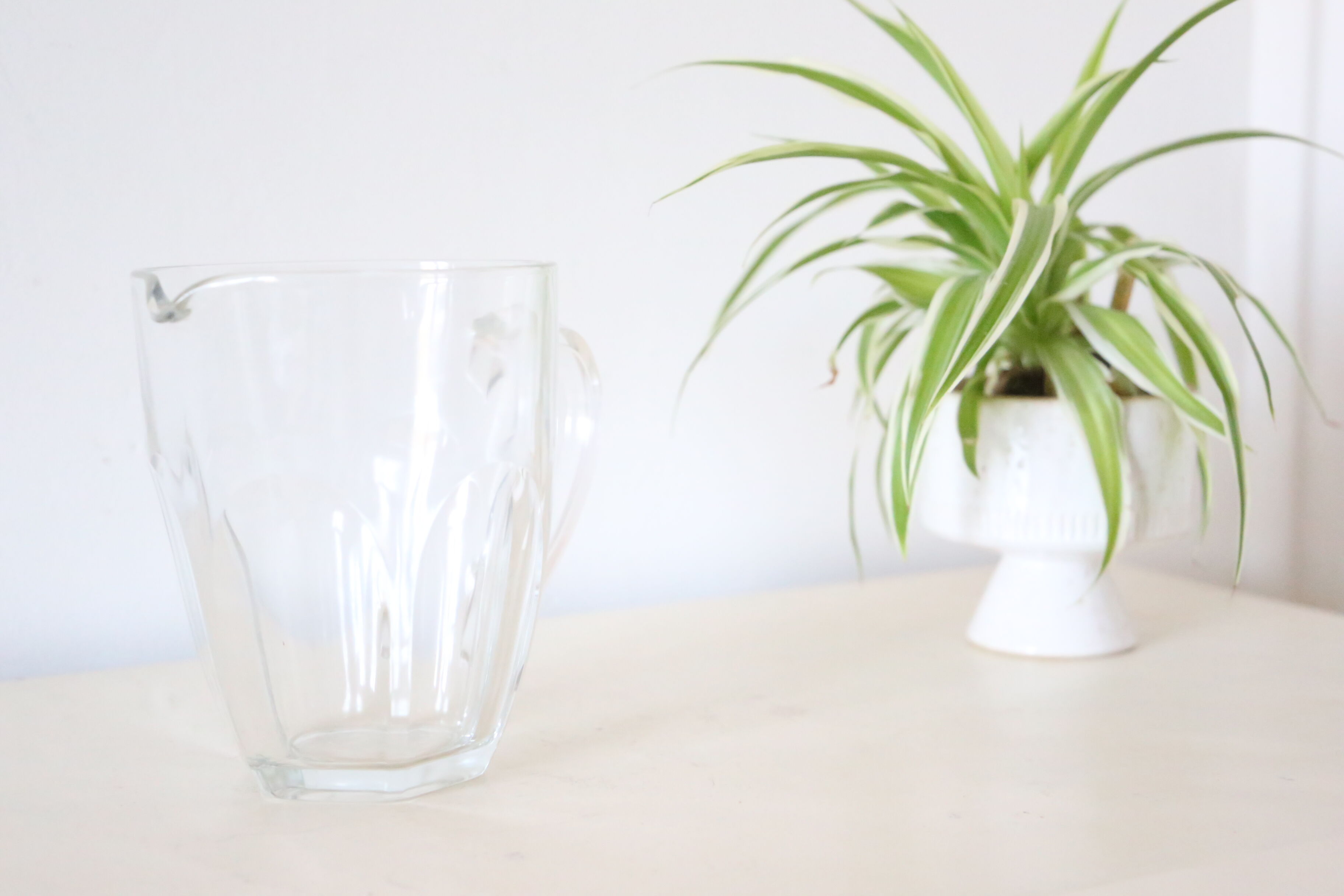 Glass pitcher, bistro, vintage