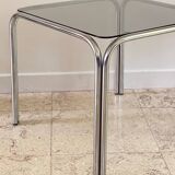 1970s coffee table glass and chrome steel