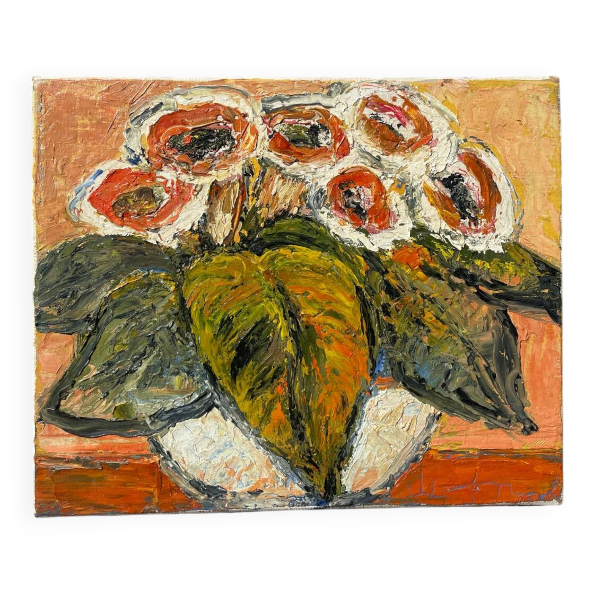 Bouquet of flowers oil on canvas painting