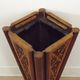 French antique oak tin-lined hand-carved umbrella stand with flower decoration.