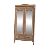 Antique Parisian wardrobe in raw solid oak